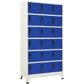vidaXL Lockerkast 90x40x180 cm staal grijs en blauw