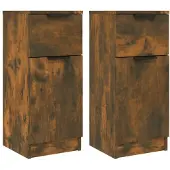 vidaXL Dressoirs 2 st 30x30x70 cm bewerkt hout gerookt eikenkleurig