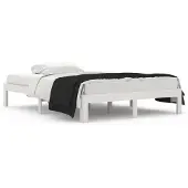 vidaXL Bedframe massief hout wit 135x190 cm