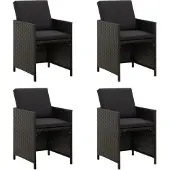 vidaXL Tuinstoelen met kussens, 4 stuks, polyrotan, zwart