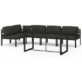 vidaXL 6-delige loungeset voor de tuin met kussens, aluminium, antraciet