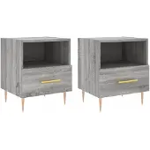 vidaXL Nachtkastjes 2 st 40x35x47,5 cm bewerkt hout grijs sonoma eiken
