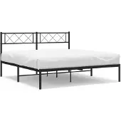 vidaXL Bedframe met hoofdeinde, zwart metaal, 140x200 cm