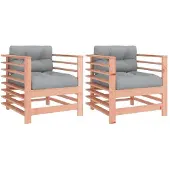 vidaXL Tuinstoelen 2 st met kussens massief douglashout