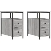 vidaXL Nachtkastjes 2 st 30x60x60 cm bewerkt hout grijs sonoma eiken