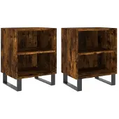 vidaXL Nachtkastjes 2 st 40x30x50 cm bewerkt hout gerookt eikenkleurig