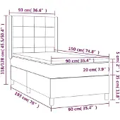 vidaXL Boxspring met matras stof donkerbruin 90x190 cm
