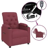 vidaXL Fauteuil verstelbaar elektrisch stof wijnrood