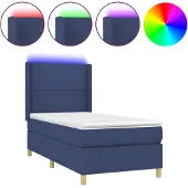 vidaXL Boxspringbed met matras en blauwe LED-verlichting, 100x200 cm, gestoffeerd