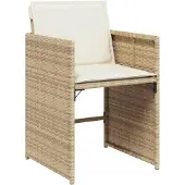 vidaXL 17-delige Tuinset met kussens poly rattan beige