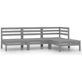 vidaXL 4-delige loungeset voor de tuin, massief grenenhout, grijs