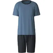 Calida Pyjama kort 'Relax Essentials' blauw gemêleerd