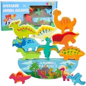 Lean Toys Dinosaurustoren Evenwichtsspel Behendigheid Houten Blokken Puzzel 12st.