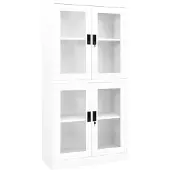 vidaXL Kantoorkast 90x40x180 cm staal en gehard glas wit