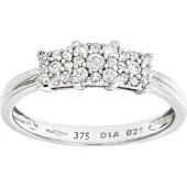 Diamant L'Eternel Ring 'Cluster-Ring aus 375 Weißgold mit Diamant' zilver