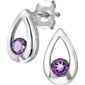 Diamant L'Eternel 9ct witgouden 0,20ct Amethist traanoorbel