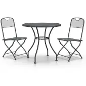 vidaXL 3-delige tuinset, metalen frame, antracietkleurig