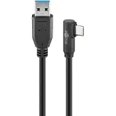 Goobay USB-C haaks (links/rechts) naar USB-A kabel - USB3.0 - tot 0,9A / zwart - 0,50 meter