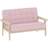 AIYAPLAY Kids Sofa-Kortpolig stof, rubberhout-77L x 42B x 48H cm-Roze