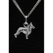 MOOYE ® - Collectie Zilveren Hollandse herder ketting hanger - langhaar - klein