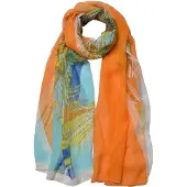 Juleeze Sjaal Dames Print 50x160 cm Oranje Synthetisch