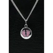 MOOYE ® - Collectie Zilveren Babyvoetjes roze ketting hanger