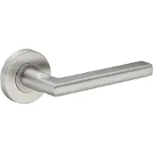Intergriff Deurkruk (2x) Stella rond 12,5mm haaks op rozet geborsteld RVS | RVS deurklinken