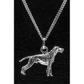 MOOYE ® - Collectie Zilveren Vizsla staande hond draadhaar ketting hanger - groot