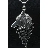 MOOYE ® - Collectie Zilveren Wolf gothic gezwart ketting hanger