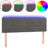 vidaXL Hoofdbord LED 144x5x78/88 cm fluweel donkergrijs