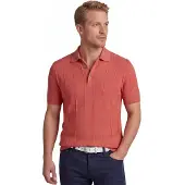 Baileys Polo oranje knitted textuur gestreept 3 knoops