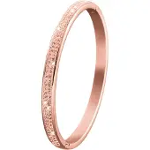 Lucardi Meisjes Bangle met plating - Ovaal - Kristal - Cadeau - Staal - Rosékleurig