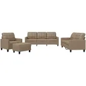 vidaXL 4-delige Loungeset met kussens kunstleer cappuccino