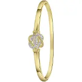 Lucardi Dames Gerecycled stalen goldplated bangle surinaamse mattenklopper - Armband - Staal - Goudkleurig - 58 mm