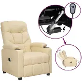 vidaXL Fauteuil verstelbaar elektrisch stof crèmekleurig