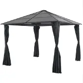 vidaXL Tuinpaviljoen met gordijn, aluminium, 3x3 meter, zwart