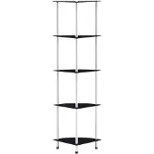 vidaXL Kastje 5-laags 30x30x130 cm gehard glas zwart