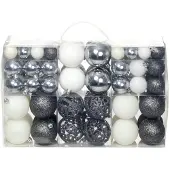 vidaXL 100-delige Kerstballenset 3/4/6 cm wit/grijs