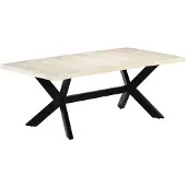 vidaXL Eettafel 200x100x75 cm massief mangohout wit