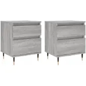 vidaXL Nachtkastjes 2 st 40x35x50 cm bewerkt hout grijs sonoma eiken