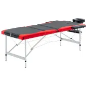 vidaXL Massagetafel inklapbaar 3 zones aluminium zwart en rood