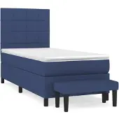 vidaXL Boxspring met matras stof blauw 80x200 cm