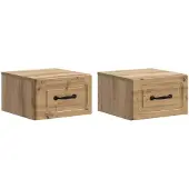 vidaXL Muurbevestigde Nachttafel 2 st Artisanaal eiken