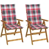 vidaXL Inklapbare stoelen 2 st verstelbaar met kussens