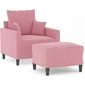 vidaXL Fauteuil met voetenbank 60 cm fluweel roze