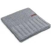 Knit Factory Vinz Gebreid Plaid - Woondeken - plaid - Wollen deken - Kleed - Licht Grijs - 160x130 cm