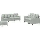vidaXL 3-delige Loungeset met kussens fluweel lichtgrijs