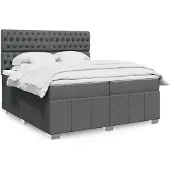 vidaXL Boxspring met matras stof donkergrijs 200x200 cm