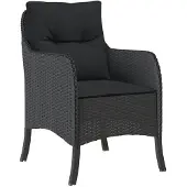 vidaXL 7-delige tuinset met kussens, zwart, van polyrotan