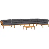 vidaXL 6-delige Loungeset pallet met kussens massief acaciahout